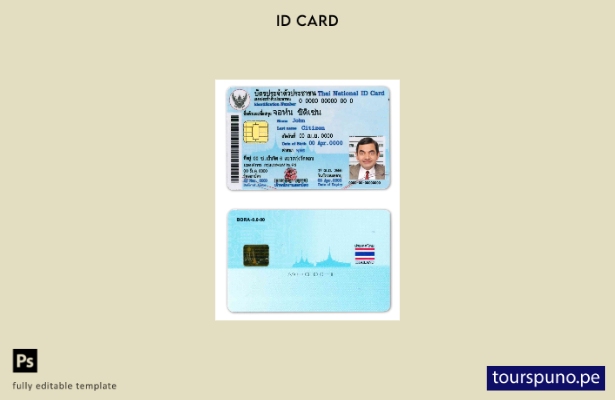 Plantilla de identificación de Tailandia lista para imprimir